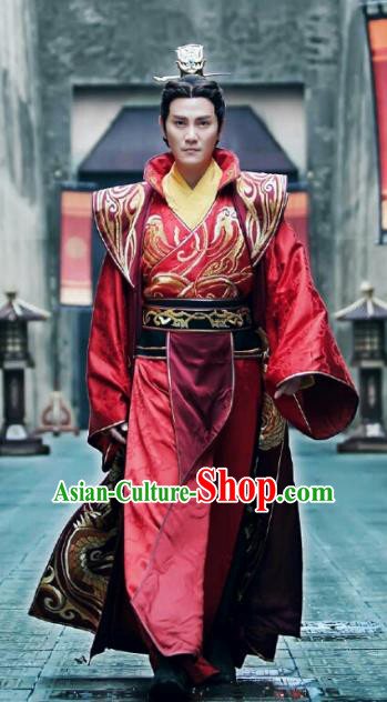 Phoenix Warriors Chinese Ancient Northern and Southern Dynasties Emperor Embroidered Replica Costume for Men