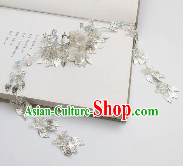Traditional Handmade Chinese Ancient Hairdo Crown Classical Hair Accessories Tassel Hairpins for Women