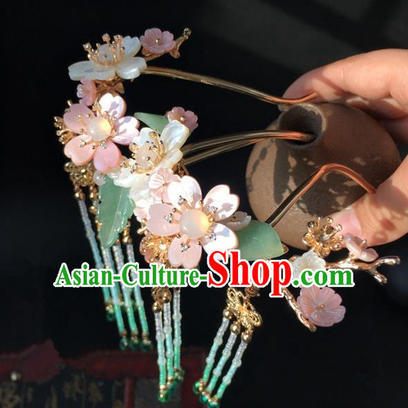 Traditional Handmade Chinese Ancient Classical Hair Accessories Shell Flowers Hairpins Hair Stick for Women