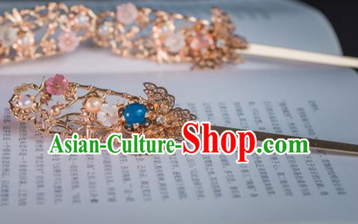 Traditional Handmade Chinese Ancient Classical Hair Accessories Hanfu Golden Hairpins for Women