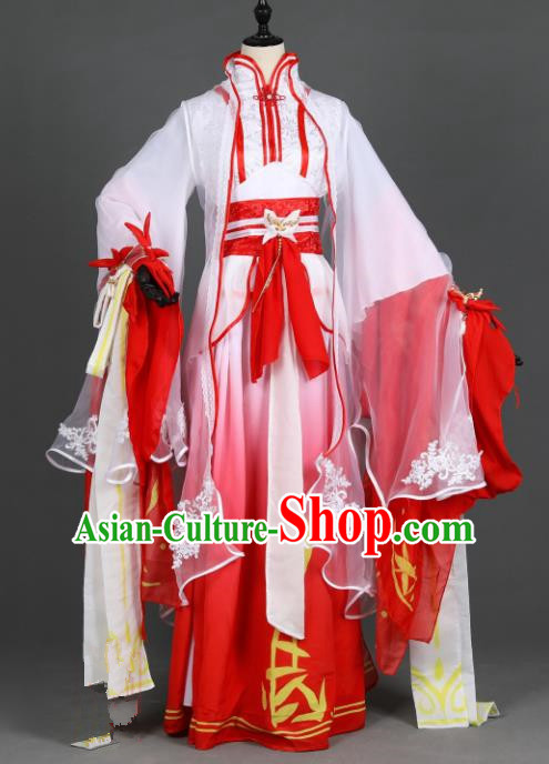 Chinese Ancient Princess Costume Cosplay Female Knight-errant Red Dress Hanfu Clothing for Women