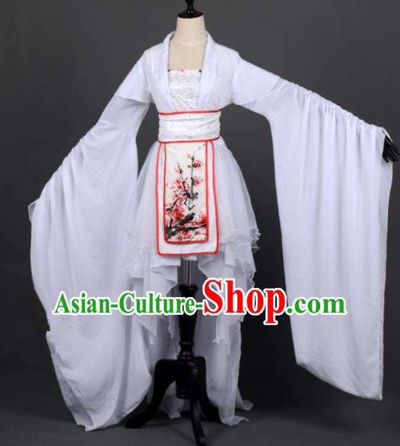 Chinese Ancient Female Knight-errant White Costume Cosplay Swordswoman Dress Hanfu Clothing for Women