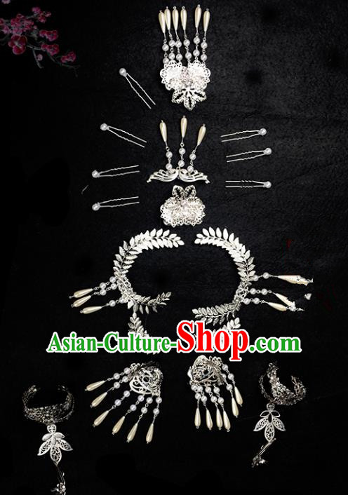 Traditional Handmade Chinese Hair Accessories Ancient Swordswoman Hairpins Headwear Complete Set for Women