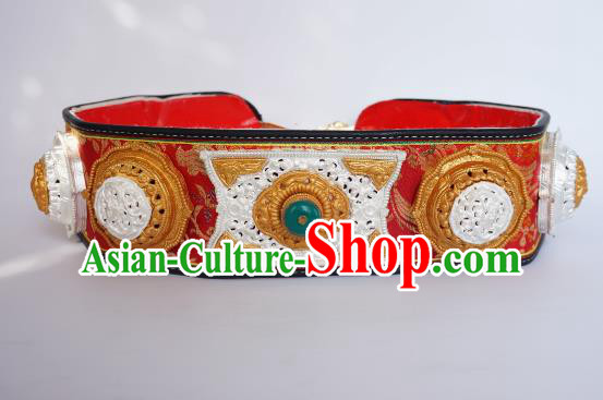 Chinese Traditional Zang Nationality Waist Accessories, China Tibetan Ethnic Waistband Belts for Men
