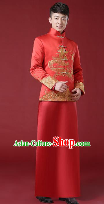 Chinese Traditional Wedding Embroidered Costume Ancient Bridegroom Tang Suit Clothing for Men