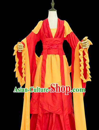 Chinese Ancient Cosplay Swordswoman Red Hanfu Dress Tang Dynasty Female Knight-errant Costume for Women