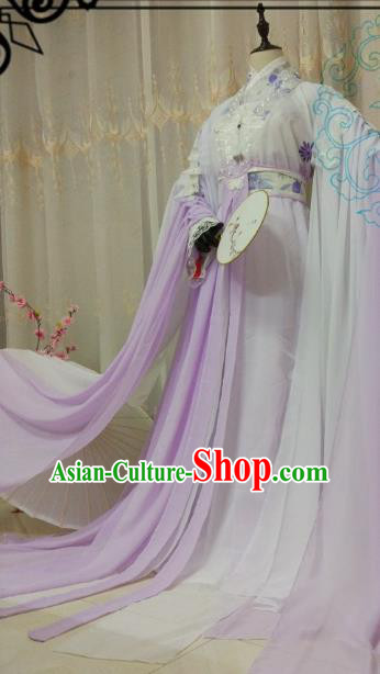 Chinese Ancient Princess Costume Cosplay Swordswoman Clothing Tang Dynasty Nobility Lady Purple Hanfu Dress for Women