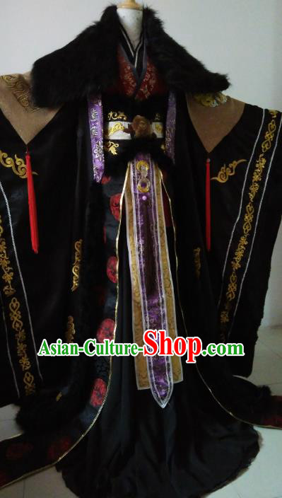 Chinese Ancient Emperor Costume Cosplay Nobility Childe Swordsman Embroidered Dragons Clothing for Men