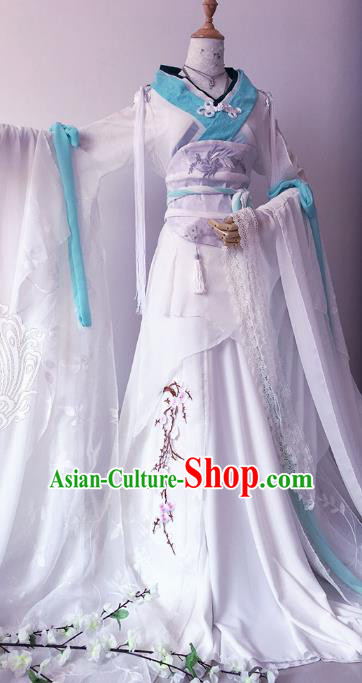 Chinese Ancient Cosplay Queen Costume Han Dynasty Empress Swordswoman Embroidered Hanfu Dress for Women