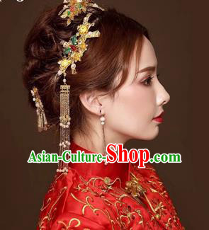 Chinese Traditional Handmade Bride Wedding Hair Accessories Ancient Hairpins Tassel Step Shake Complete Set for Women
