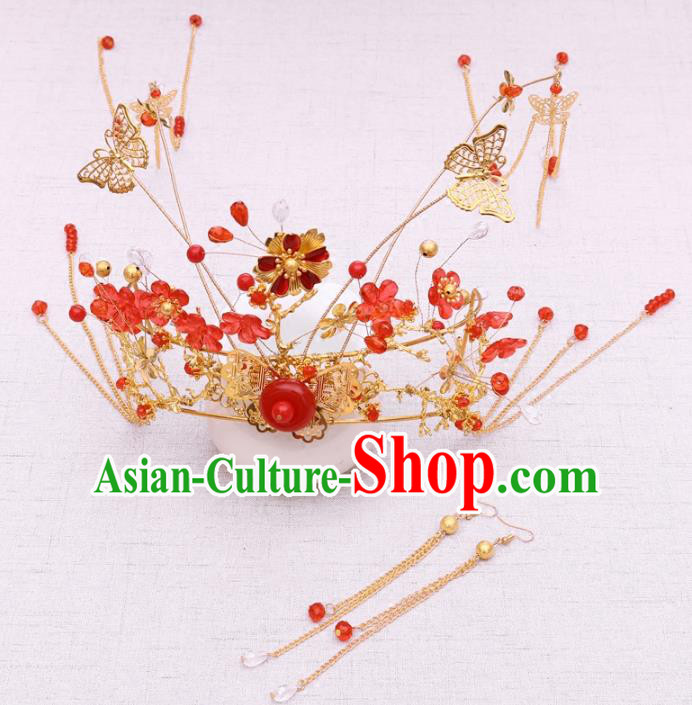 Chinese Traditional Hair Accessories Xiuhe Suit Handmade Phoenix Coronet Ancient Hairpins for Women