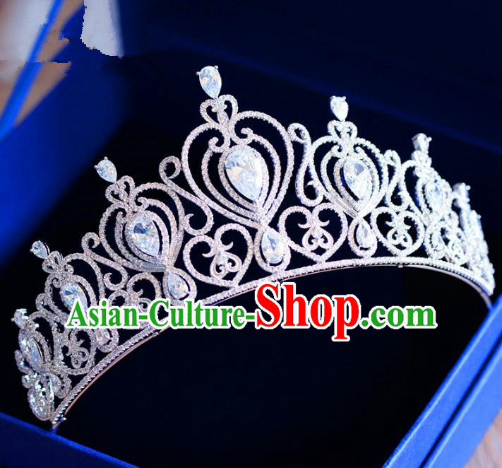 Top Grade Handmade Baroque Princess Zircon Royal Crown Hair Imperial Crown for Women