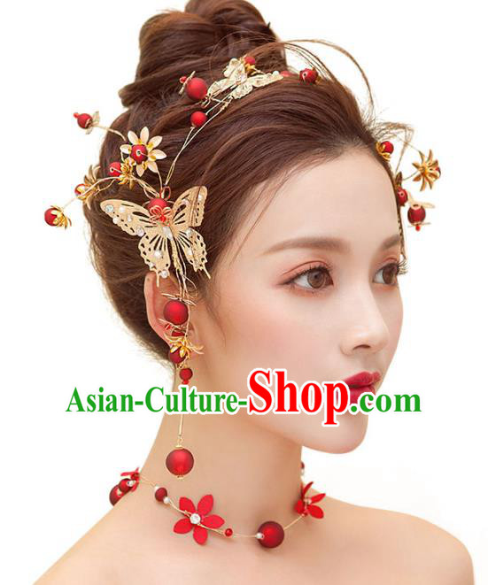 Top Grade Handmade Jewelry Accessories Chinese Ancient Bride Butterfly Hair Clasp for Women