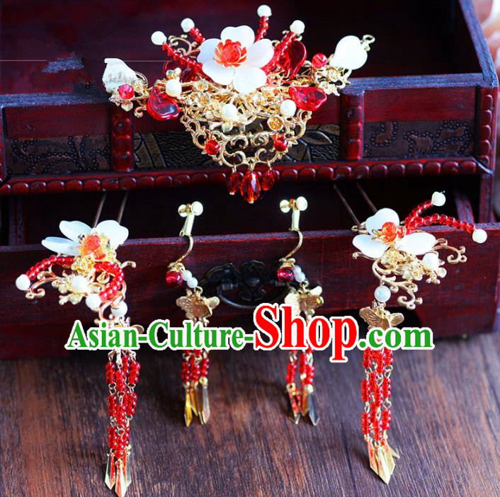 Chinese Ancient Handmade Palace Tassel Hair Clips Hair Accessories Traditional Hairpins Complete Set for Women