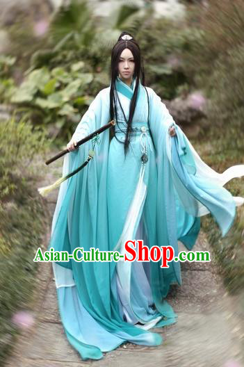 Ancient Chinese Nobility Childe Wide Sleeve Hanfu Jin Dynasty Scholar Swordsman Costumes for Men