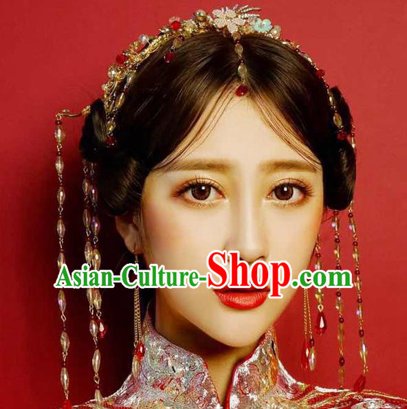 Ancient Chinese Handmade Traditional Hair Accessories Hairpins Phoenix Coronet Complete Set for Women