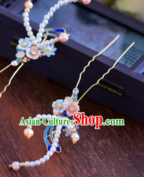 Ancient Chinese Handmade Hair Accessories Xiuhe Suit Hair Clip Pearls Hairpins for Women