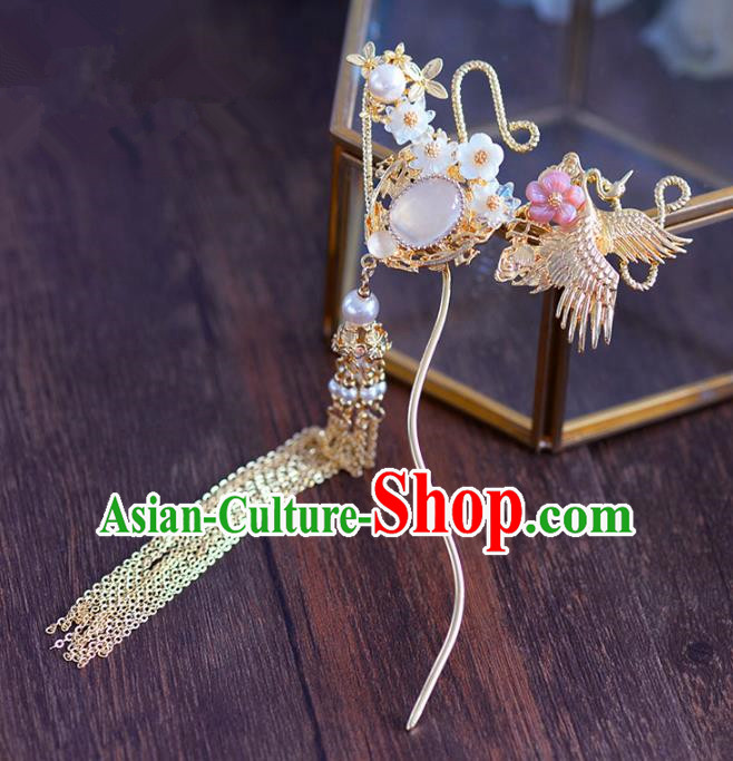Ancient Chinese Handmade Hair Accessories Xiuhe Suit Tassel Step Shake Hairpins for Women