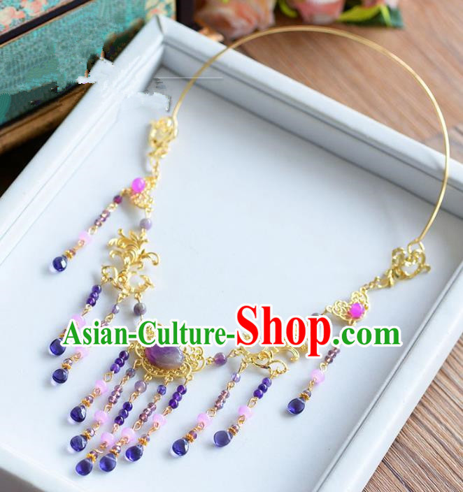 Top Grade Chinese Handmade Jewelry Accessories Ancient Hanfu Tassel Necklace for Women
