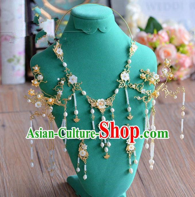 Ancient Chinese Handmade Hair Accessories Xiuhe Suit Hairpins and Necklace for Women