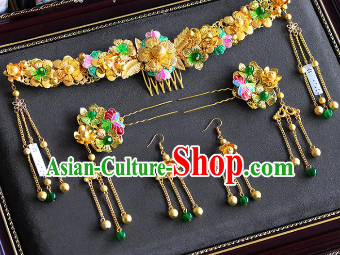 Ancient Chinese Handmade Classical Hair Accessories Xiuhe Suit Hair Clasp Hairpins Complete Set for Women