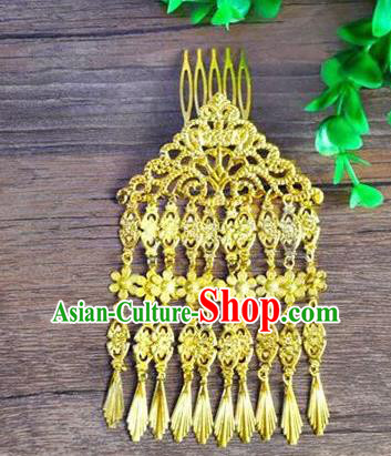 Ancient Chinese Handmade Golden Tassel Hair Comb Hair Accessories Classical Hairpins for Women