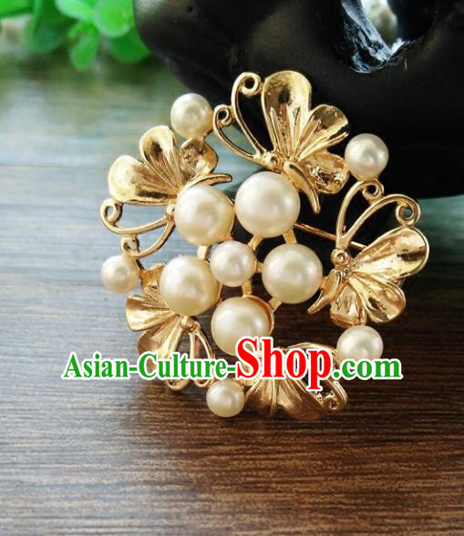 Chinese Ancient Handmade Brooch Jewelry Accessories Golden Breastpin for Women