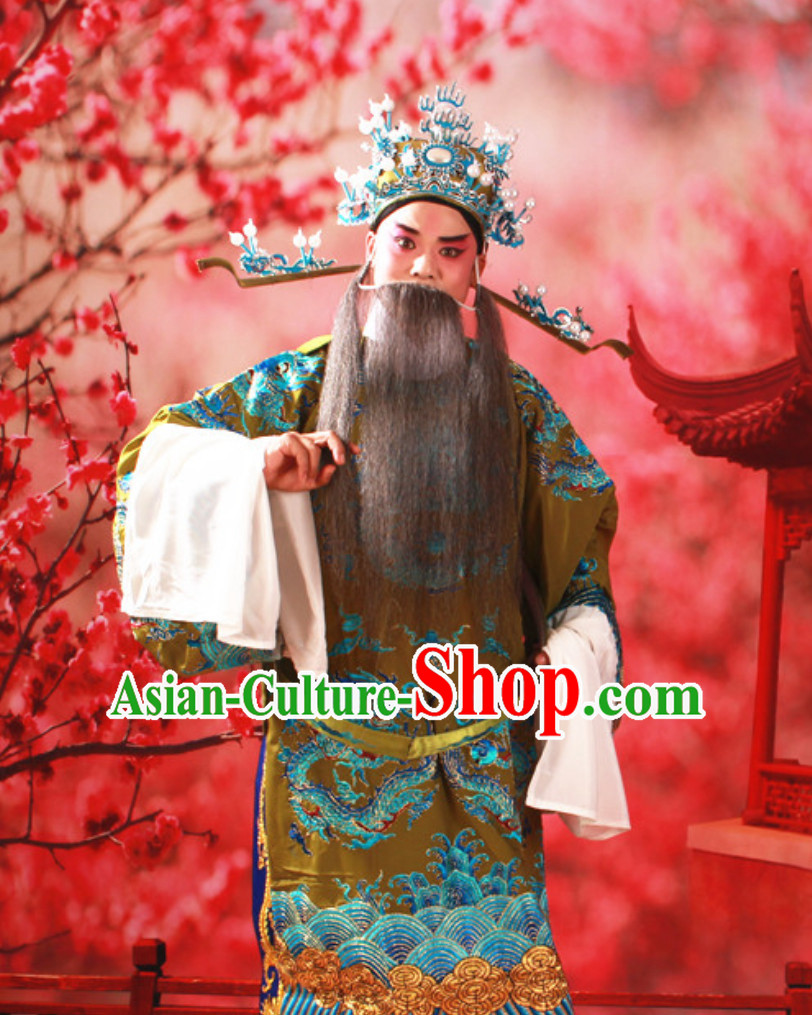 Chinese Traditional Beijing Opera Mang Embroidered Dragon Long Robe for Men