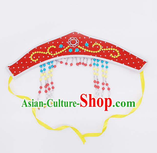 Traditional Chinese Mongol Nationality Red Headband, Mongolian Minority Hair Accessories Dance Headwear for Kids