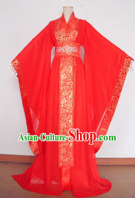 Chinese Ancient Cosplay Princess Wedding Costume Tang Dynasty Imperial Consort Red Hanfu Dress for Women