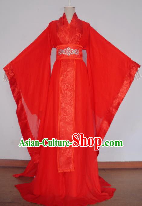 Chinese Ancient Cosplay Fairy Wedding Costume Traditional Han Dynasty Imperial Consort Red Hanfu Dress for Women