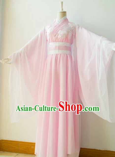 Chinese Traditional Han Dynasty Princess Pink Hanfu Dress Ancient Cosplay Imperial Consort Costume for Women