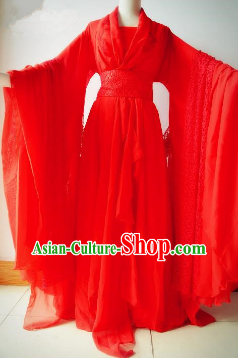 Chinese Traditional Tang Dynasty Bride Red Hanfu Dress Ancient Princess Embroidered Costume for Women