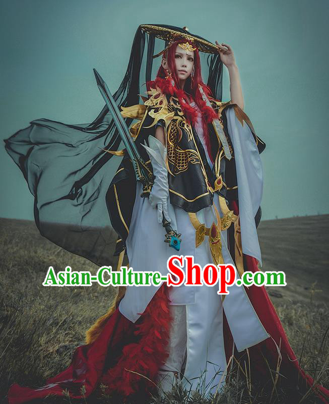 Chinese Ancient General Warrior Costume Cosplay Swordsman Clothing for Men