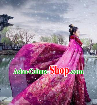 Chinese Traditional Ancient Princess Clothing Purple Cloak Cosplay Swordswoman Costume for Women
