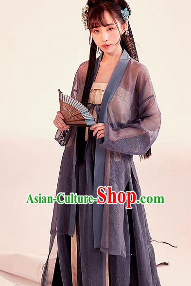 Chinese Traditional Ancient Song Dynasty Young Lady Embroidered Costumes Hanfu Dress for Women