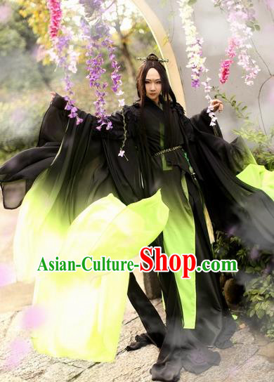 Chinese Ancient Cosplay Costume Swordsman Hanfu Black Clothing for Men