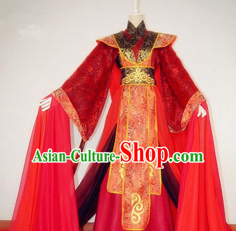 Chinese Han Dynasty Royal Highness Wedding Hanfu Ancient Swordsman Red Clothing for Men