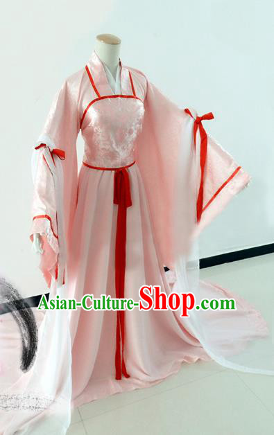 Chinese Song Dynasty Princess Pink Hanfu Dress Ancient Fairy Traditional Costume for Women