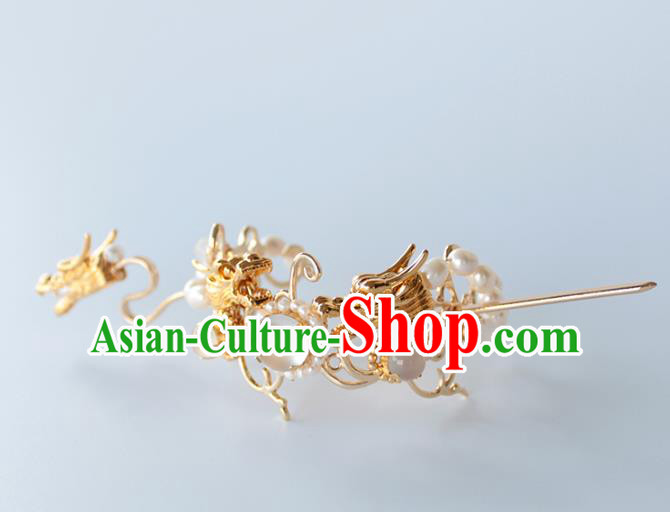 Chinese Ancient Handmade Hairdo Crown Hair Accessories Hanfu Dragon Hairpins for Women