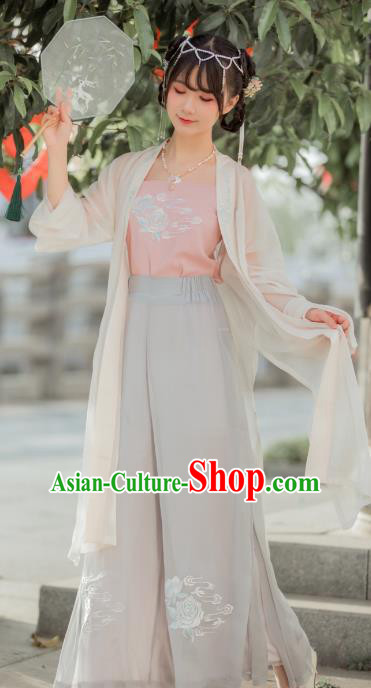 Chinese Traditional Song Dynasty Young Lady Costume Ancient Nobility Lady Embroidered Clothing for Women