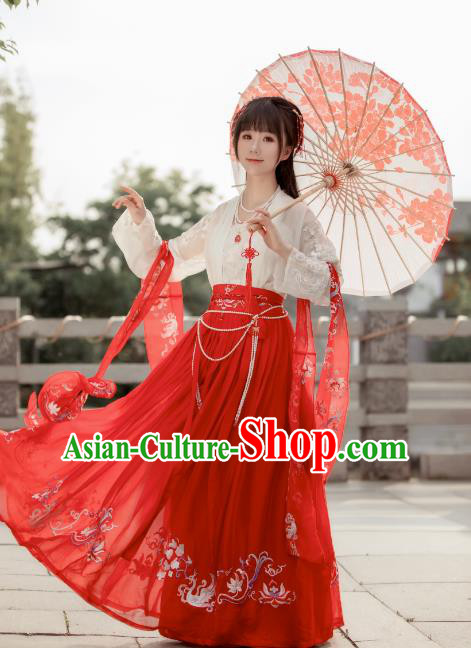 Chinese Traditional Song Dynasty Palace Lady Costume Ancient Princess Embroidered Clothing for Women