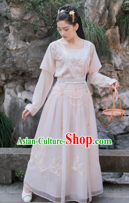 Chinese Traditional Tang Dynasty Palace Lady Costumes Ancient Court Maid Embroidered Clothing for Women