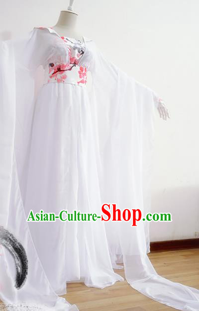 Chinese Traditional Han Dynasty Printing Plum Blossom Hanfu Dress Ancient Court Lady Clothing for Women