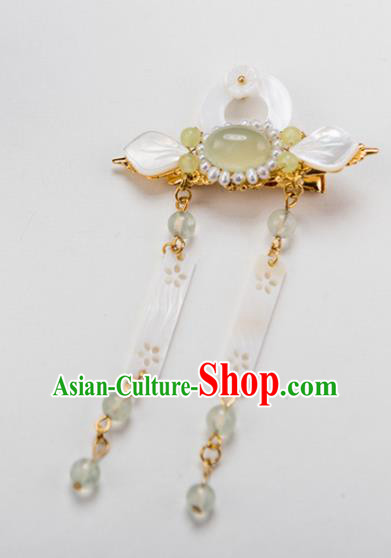 Chinese Ancient Handmade Hair Accessories Hanfu Pearls Shell Tassel Hair Stick for Women