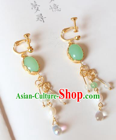Chinese Ancient Handmade Hanfu Accessories Coloured Glaze Earrings for Women