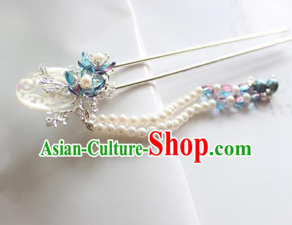 Chinese Ancient Handmade Hair Clip Hair Accessories Hanfu Pearls Tassel Hairpins for Women