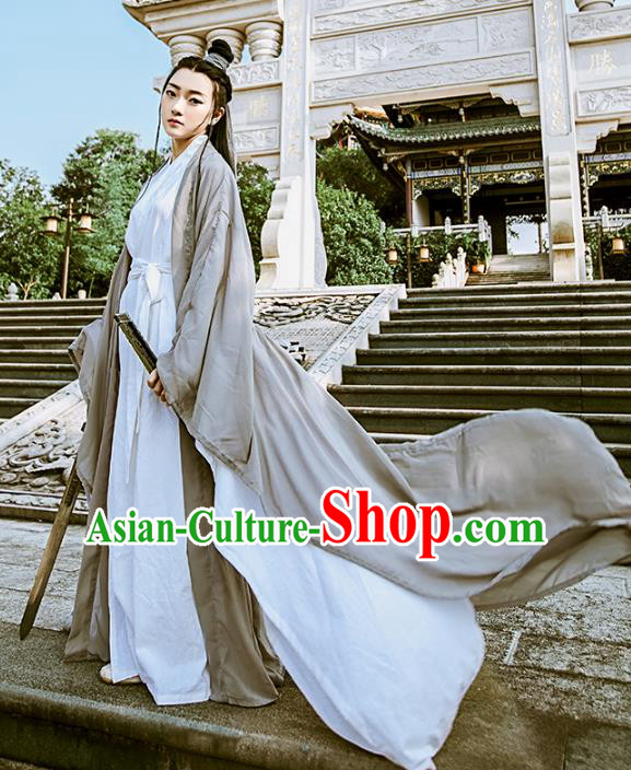 Chinese Ancient Swordswoman Costumes Jin Dynasty Chivalrous Women Hanfu Dress Clothing