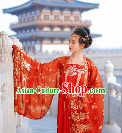 Ancient Chinese Traditional Palace Lady Costume Tang Dynasty Imperial Consort Embroidered Hanfu Dress for Women