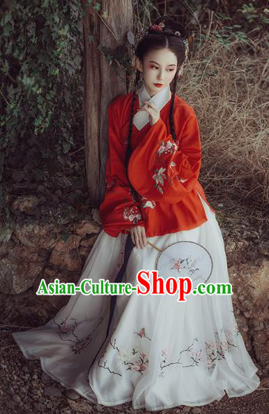 Chinese Ancient Nobility Lady Clothing Traditional Ming Dynasty Princess Embroidered Hanfu Dress for Women